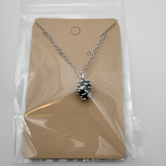 Silver Pine Cone Charm Necklace - Picture 6 of 6